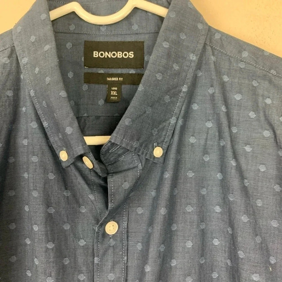 Bonobos Blue Button Down Shirt Dot 2X Career Dress Shirt Printed Long Sleeve - Picture 3 of 5